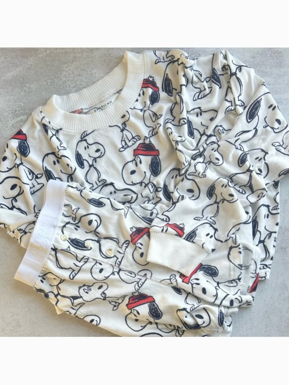 AMERICAN EAGLE x PEANUTS Snoopy Plush PJ Set, XL 16-18 NWT - Picture 3 of 6